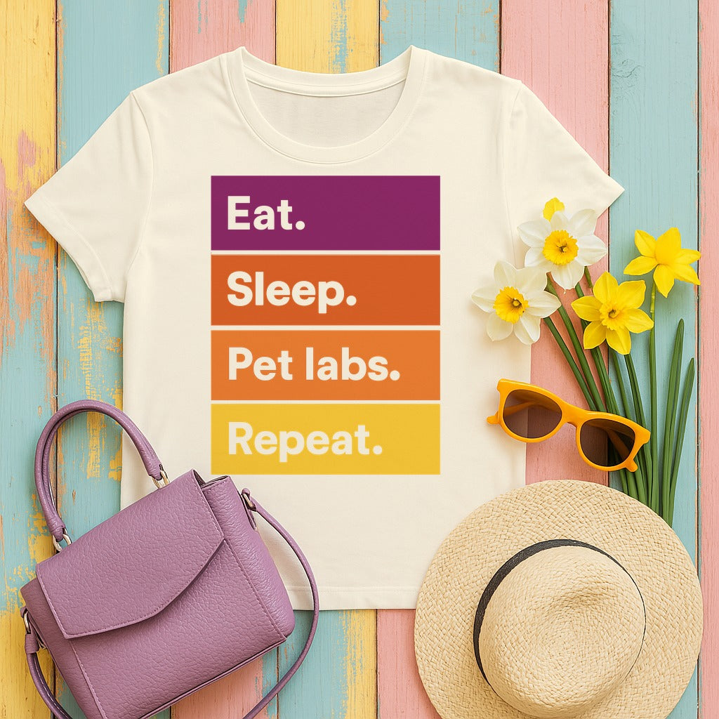 Eat Sleep Pet labs Repeat T-Shirt in Natural