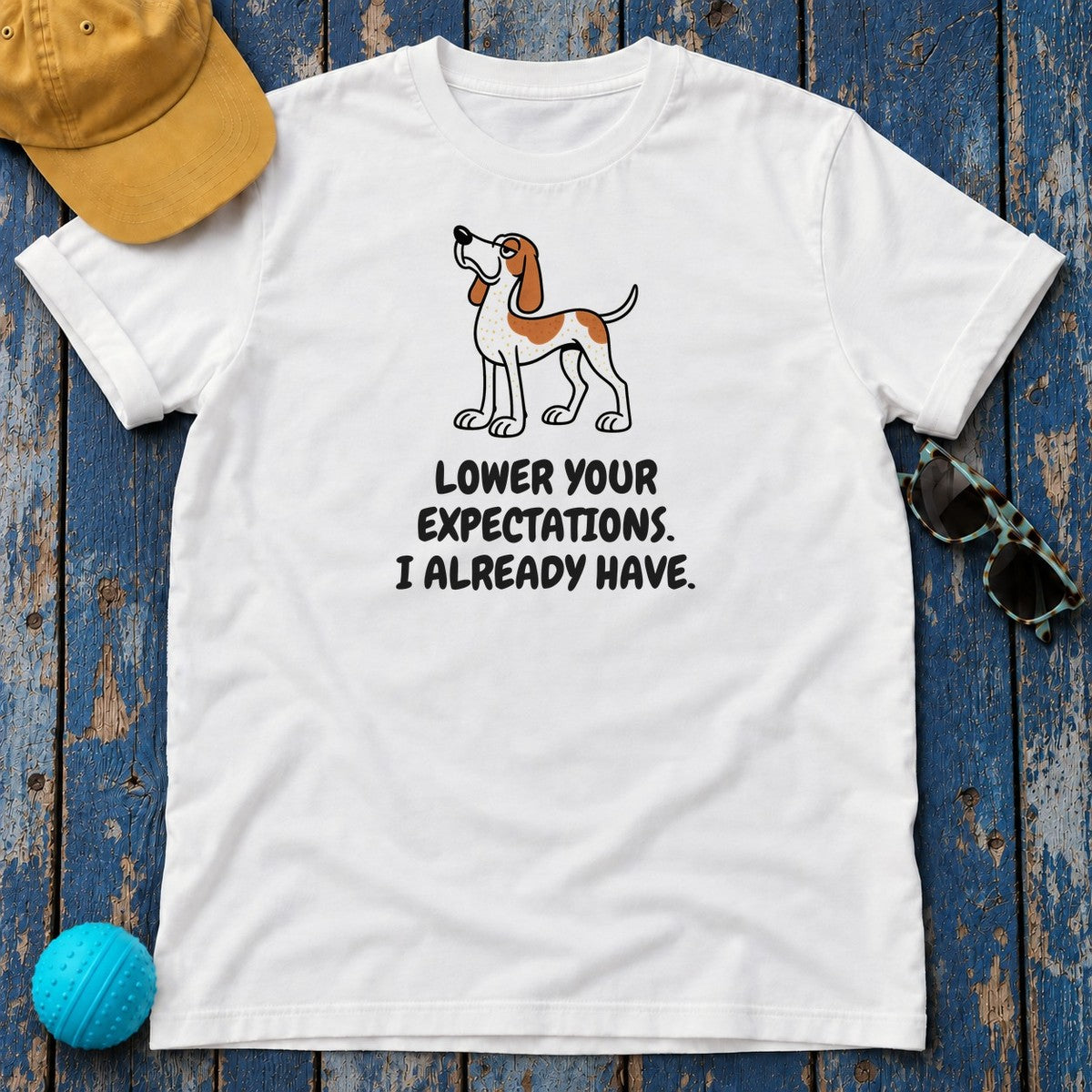 Bracco Italiano Lower Your Expectations Tee in White