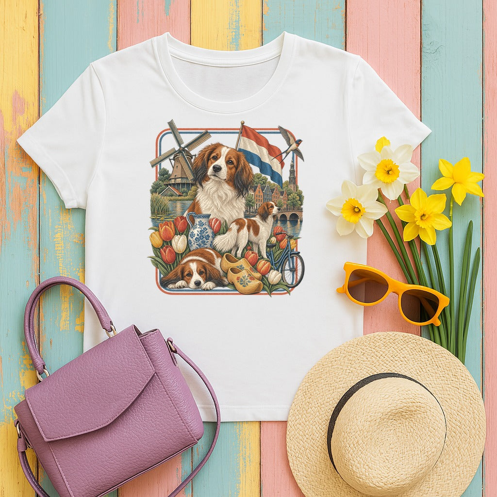 Kooikerhondje Netherlands Heritage tee, White