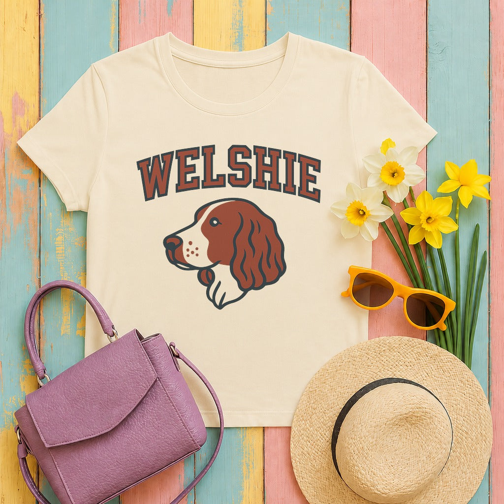 welsh-springer welshie-varsity tee flat lay hero v8