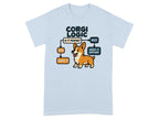 Light blue t-shirt with "Corgi Logic" text and flowchart graphic.