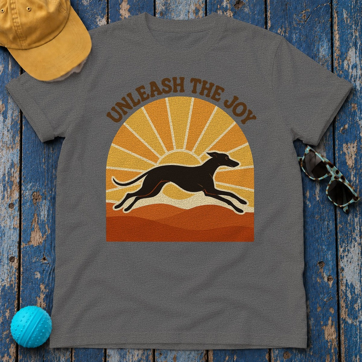 Greyhound Unleash the Joy Tee in Dark Grey Heather