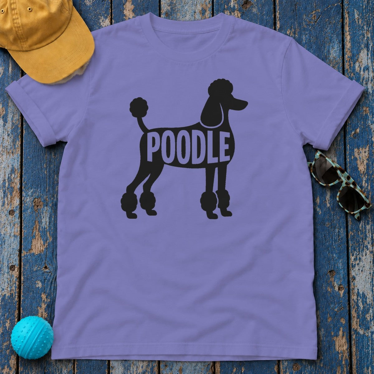 Elegant Poodle Silhouette T-Shirt in Violet