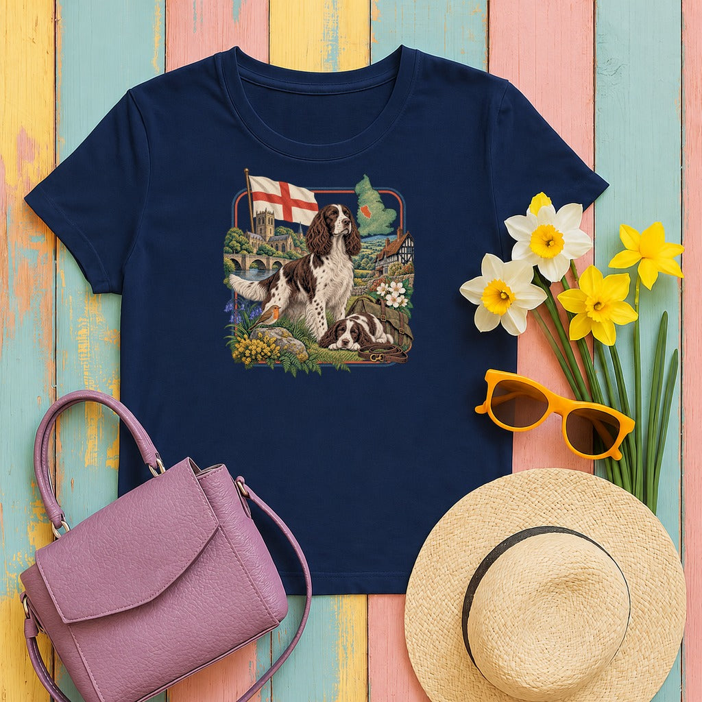 English Springer Spaniel England Heritage tee, Navy