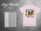 Gildan 5000 t-shirt size chart with graphic of a German Shepherd.