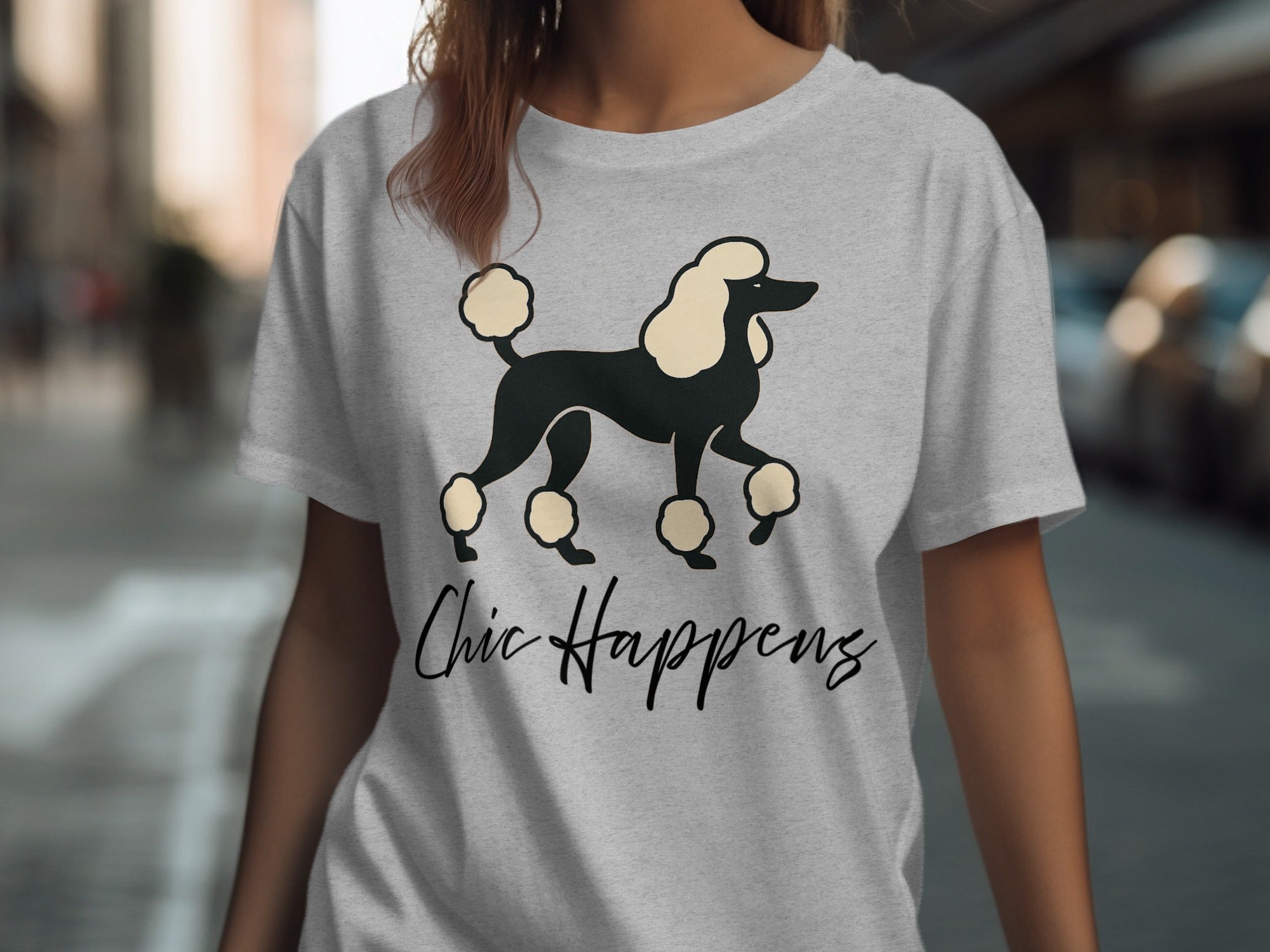 Chic Happens Poodle Dog Graphic T-Shirt Perfect Gift