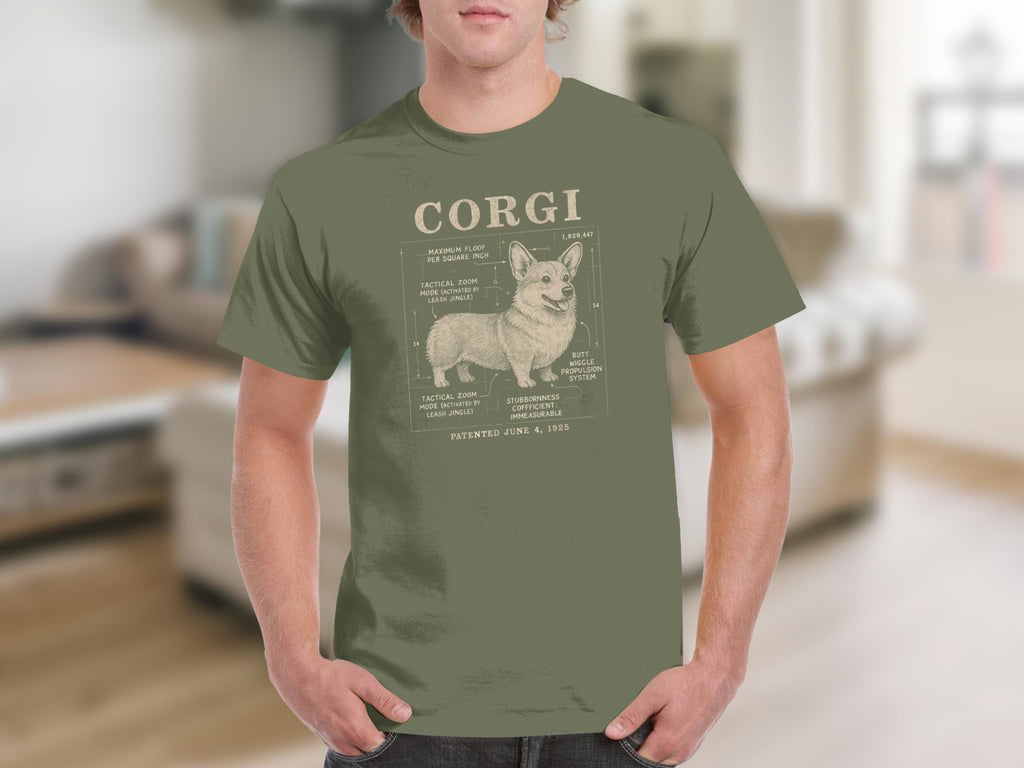 Vintage Style Corgi Chart Artistic Graphic T-shirt