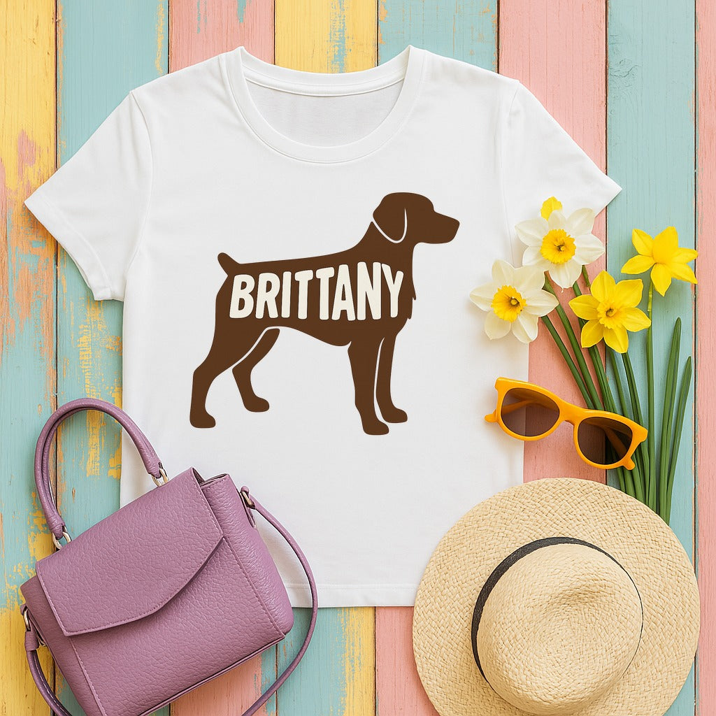 Brittany Spaniel Silhouette T-shirt in White