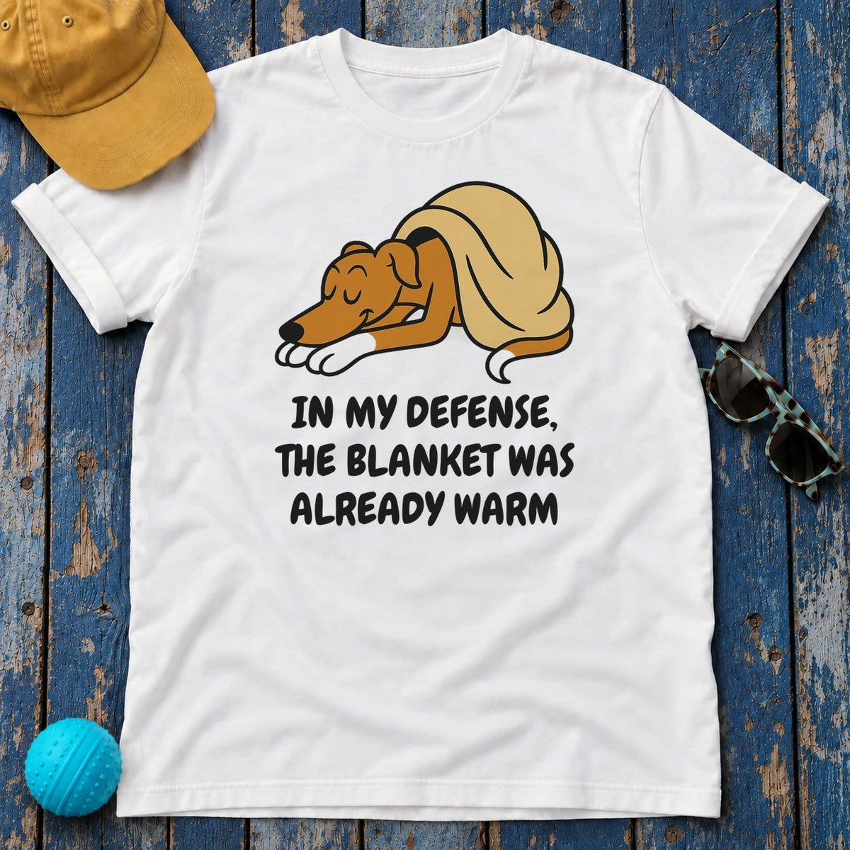 Greyhound Blanket Was Already Warm Tee in White
