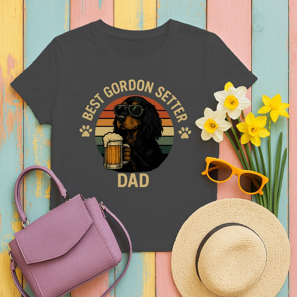 Best Gordon Setter Dad with Beer Graphic T-Shirt in Dark Heather