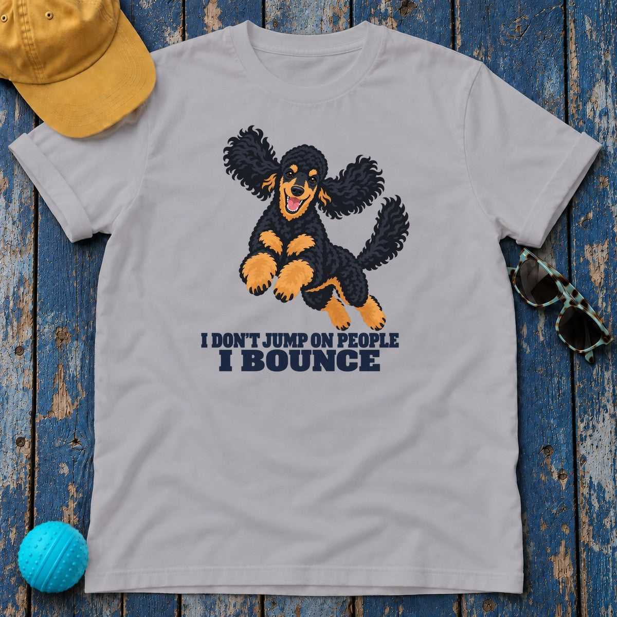 I Don't Jump On People I Bounce Poodle T-Shirt in Athletic Heather