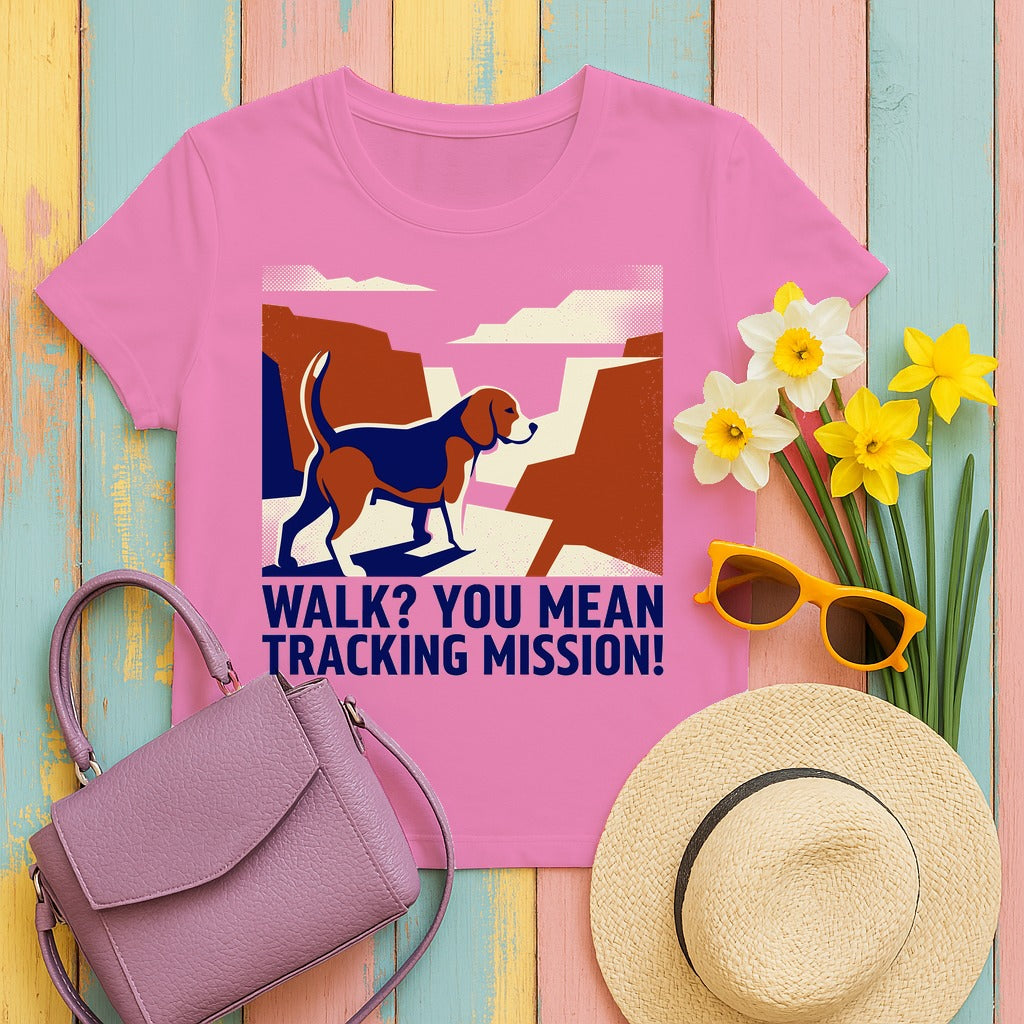Beagle Tracking Mission T-Shirt in Azalea