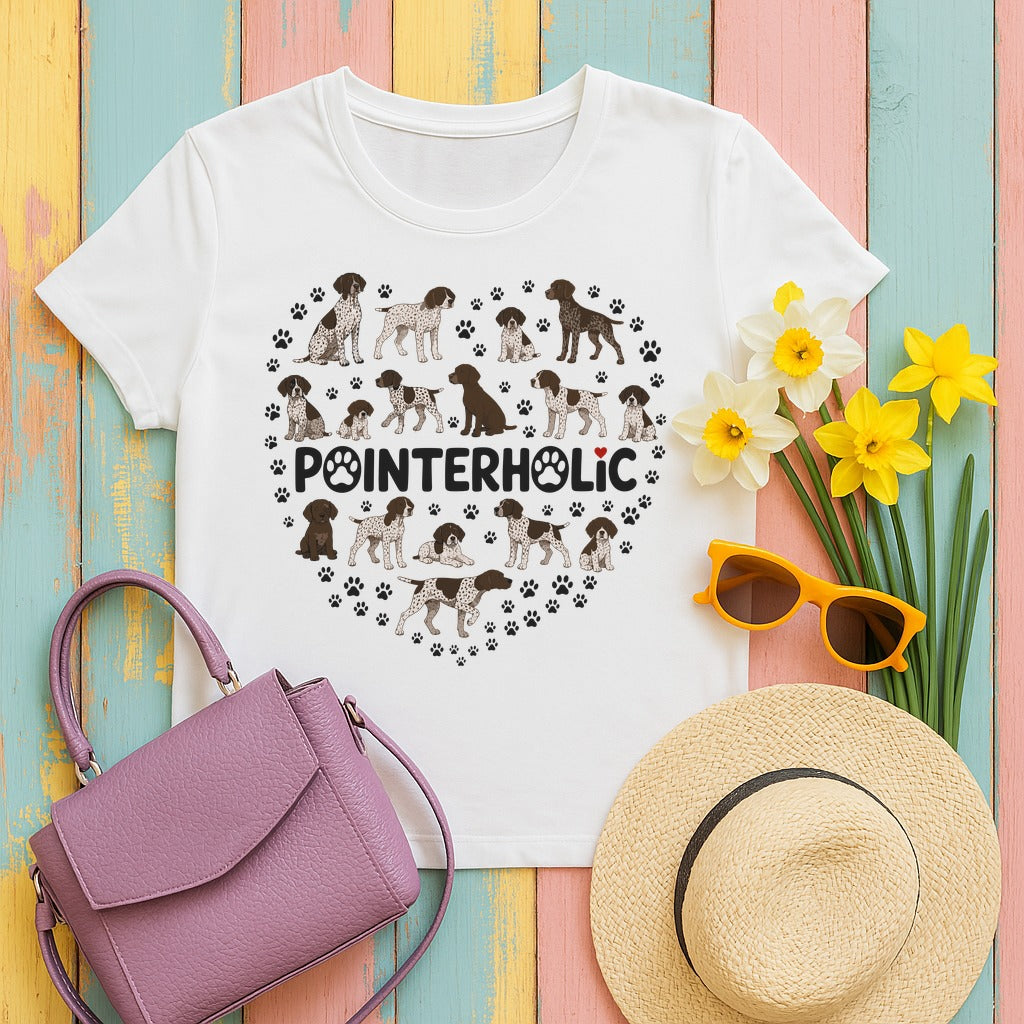 The Pointerholic GSP Heart T-Shirt in White