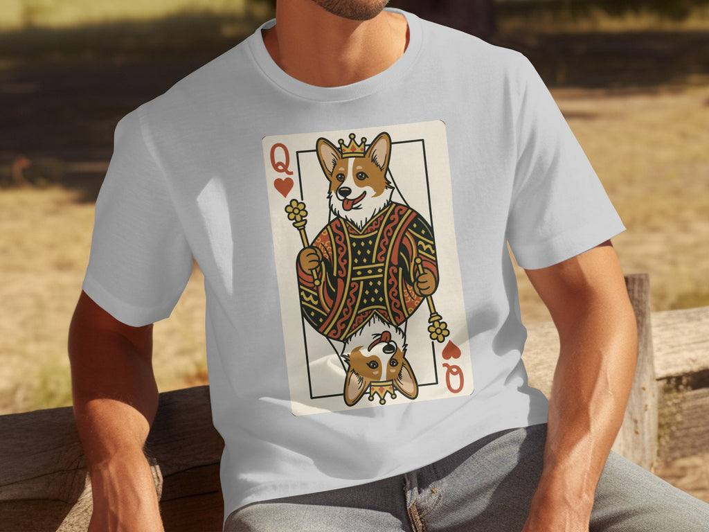 Corgi Queen Heart Playing Card Graphic T-Shirt