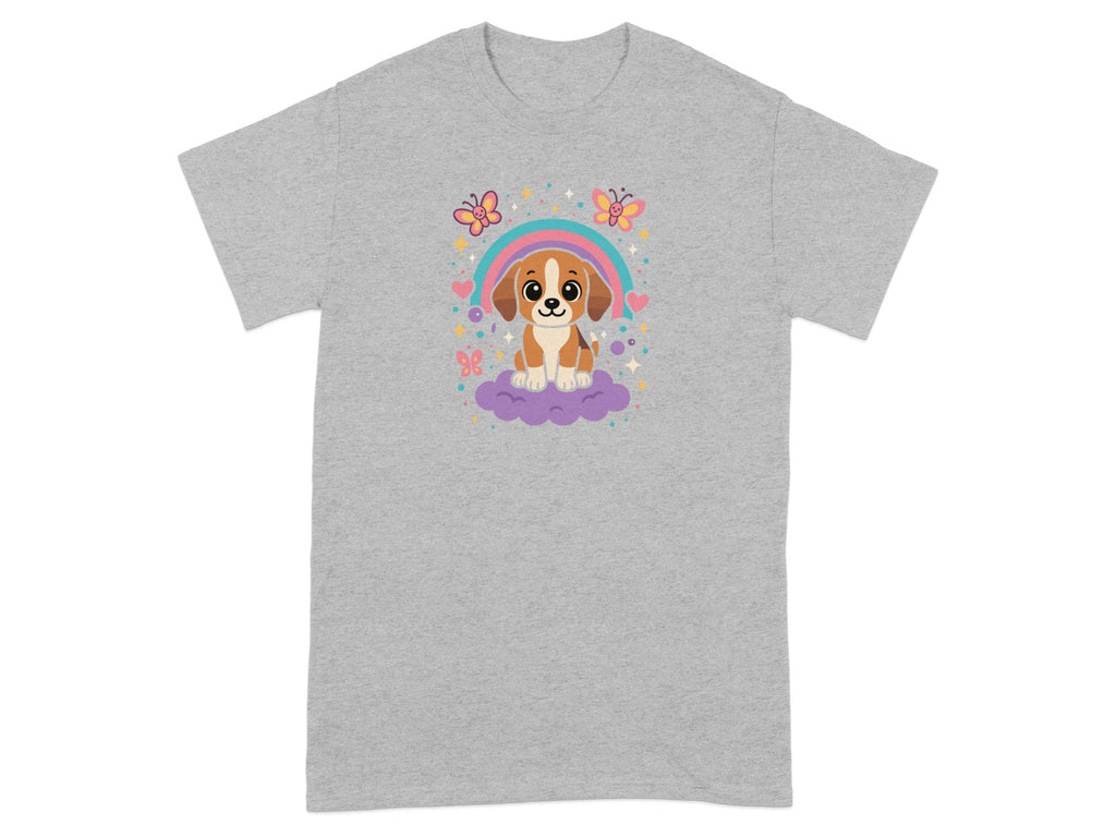 Cute Beagle with Rainbow and Butterflies T-shirt