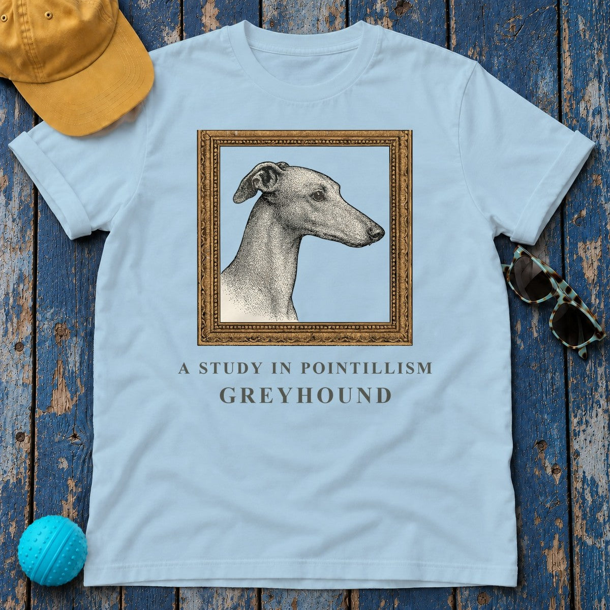 Greyhound A Study in Pointillism Tee in Light Blue
