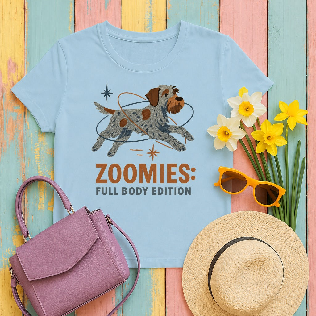 Wirehaired Pointing Griffon Zoomies T-shirt in Light Blue
