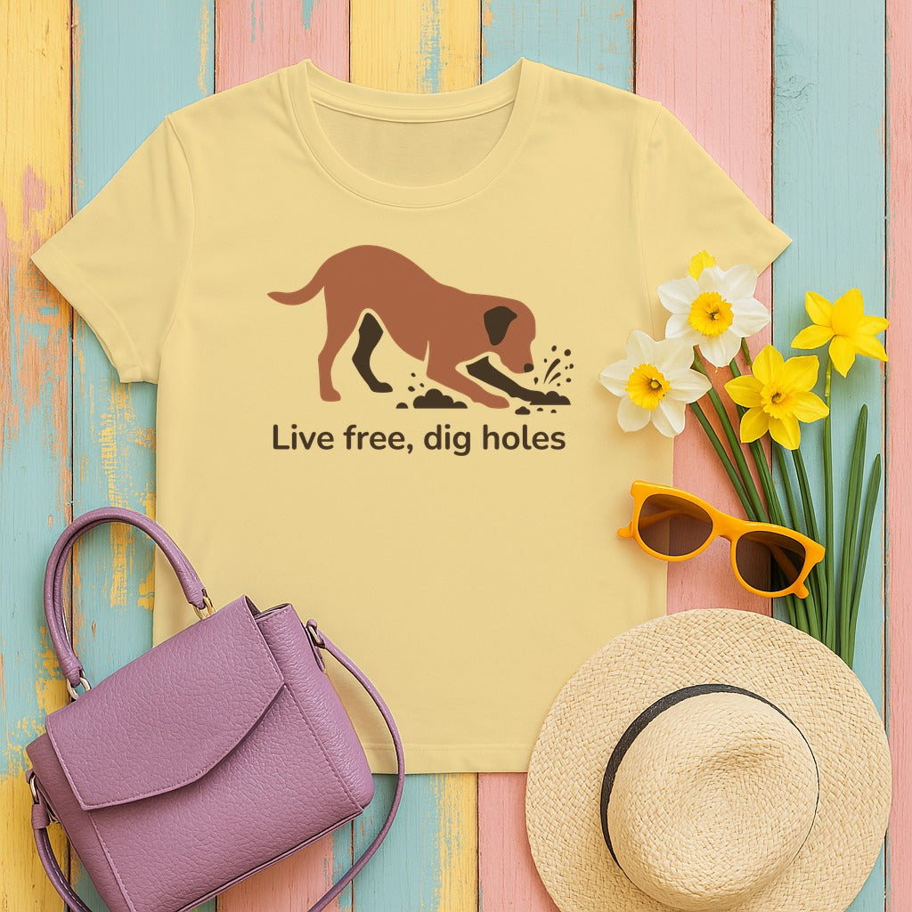 Live Free Dig Holes Lab T-Shirt in Butter