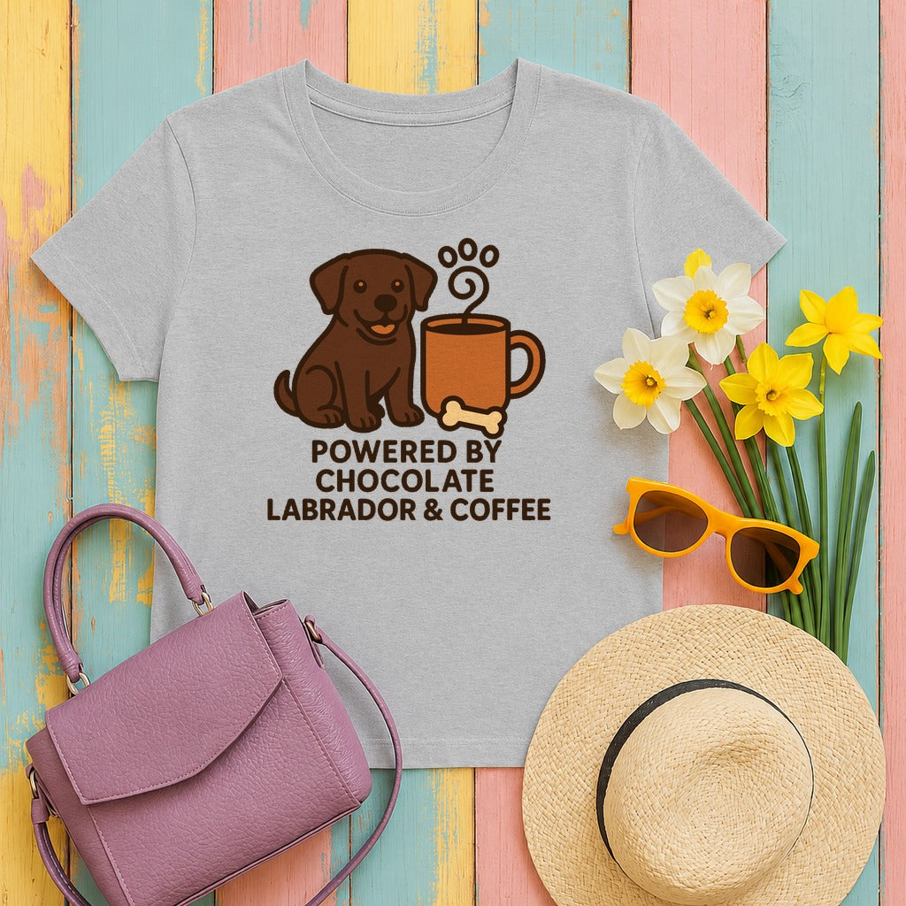Chocolate Lab & Coffee Power T-shirt in Sport Grey