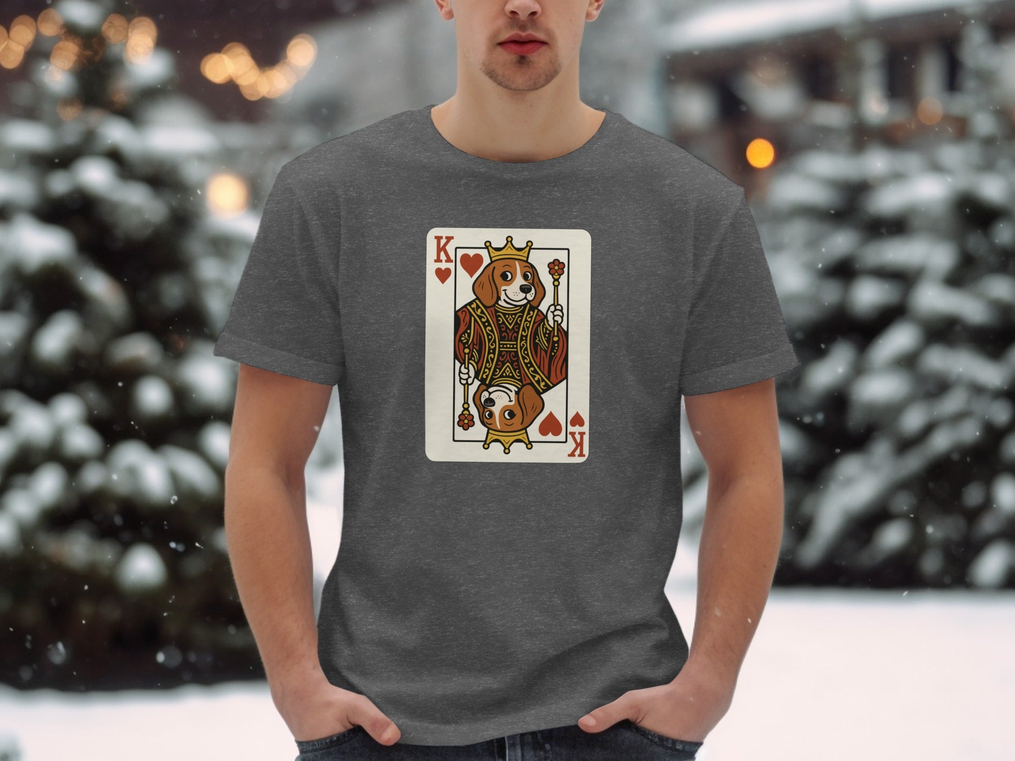 King of Hearts Playing Card Panda Print T-Shirt
