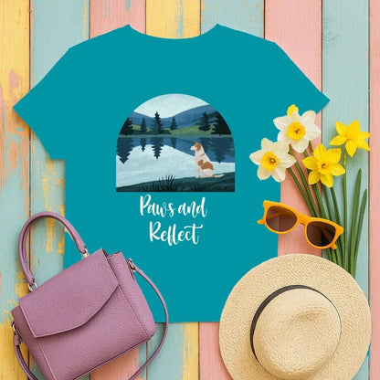 Dog at Lakeside Graphic Design for Nature Lovers T-Shirt Tropical Blue T-shirt