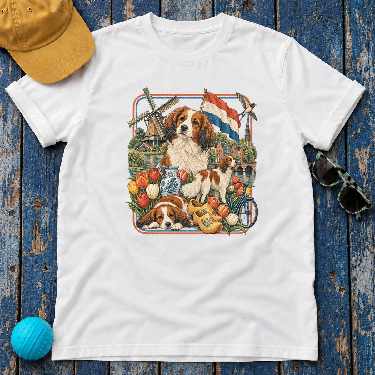 Kooikerhondje Netherlands Heritage T-Shirt in White