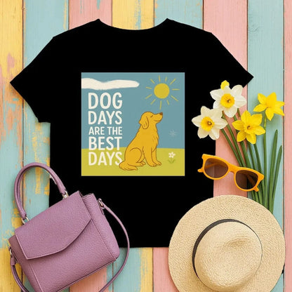 Dog Days Are The Best Days With Golden Retriever T-Shirt Black T-shirt