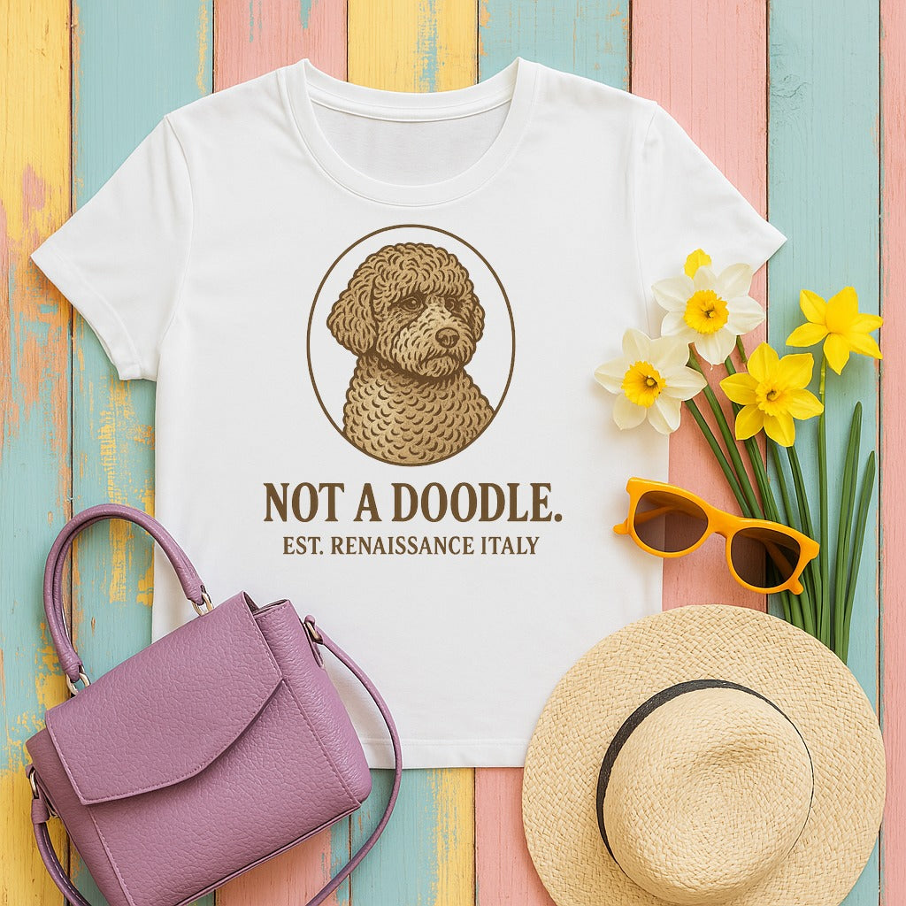 lagotto romagnolo not-a-doodle tee flat lay hero
