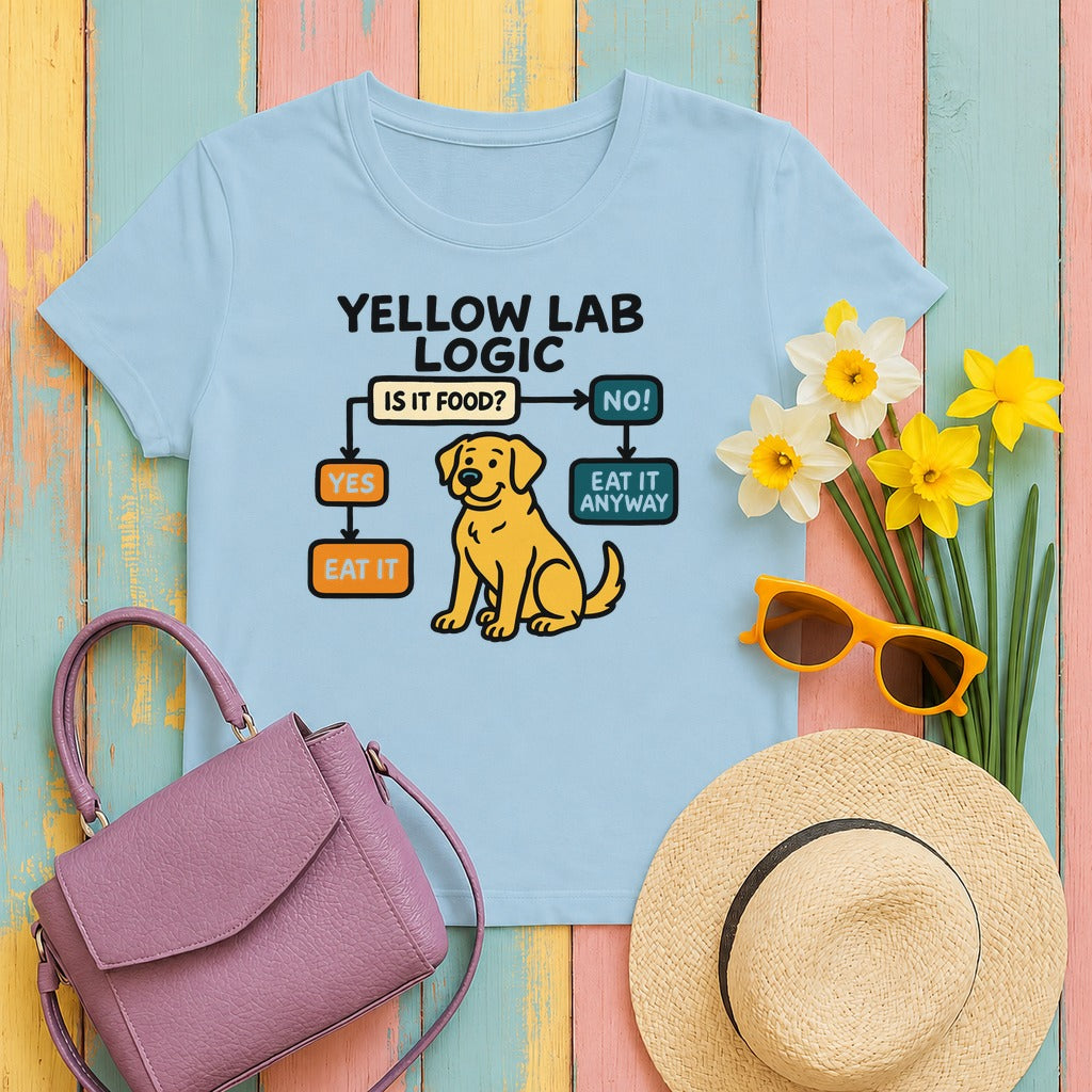 Yellow Lab Logic Premium Graphic T-Shirt in Light Blue