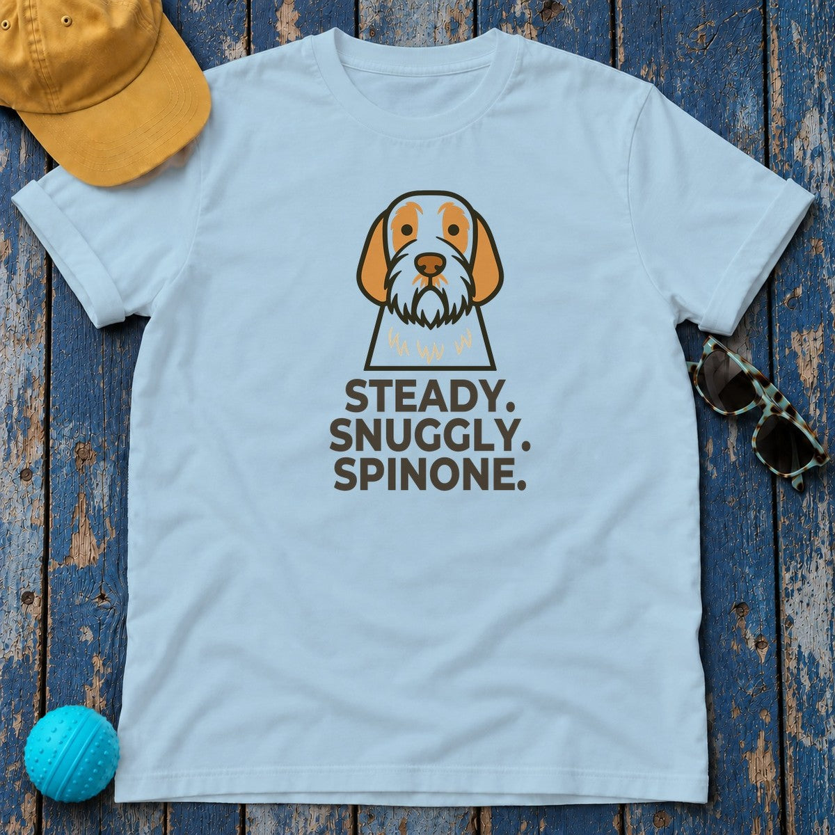 Steady. Snuggly. Spinone. Spinone Italiano T-Shirt in Light Blue