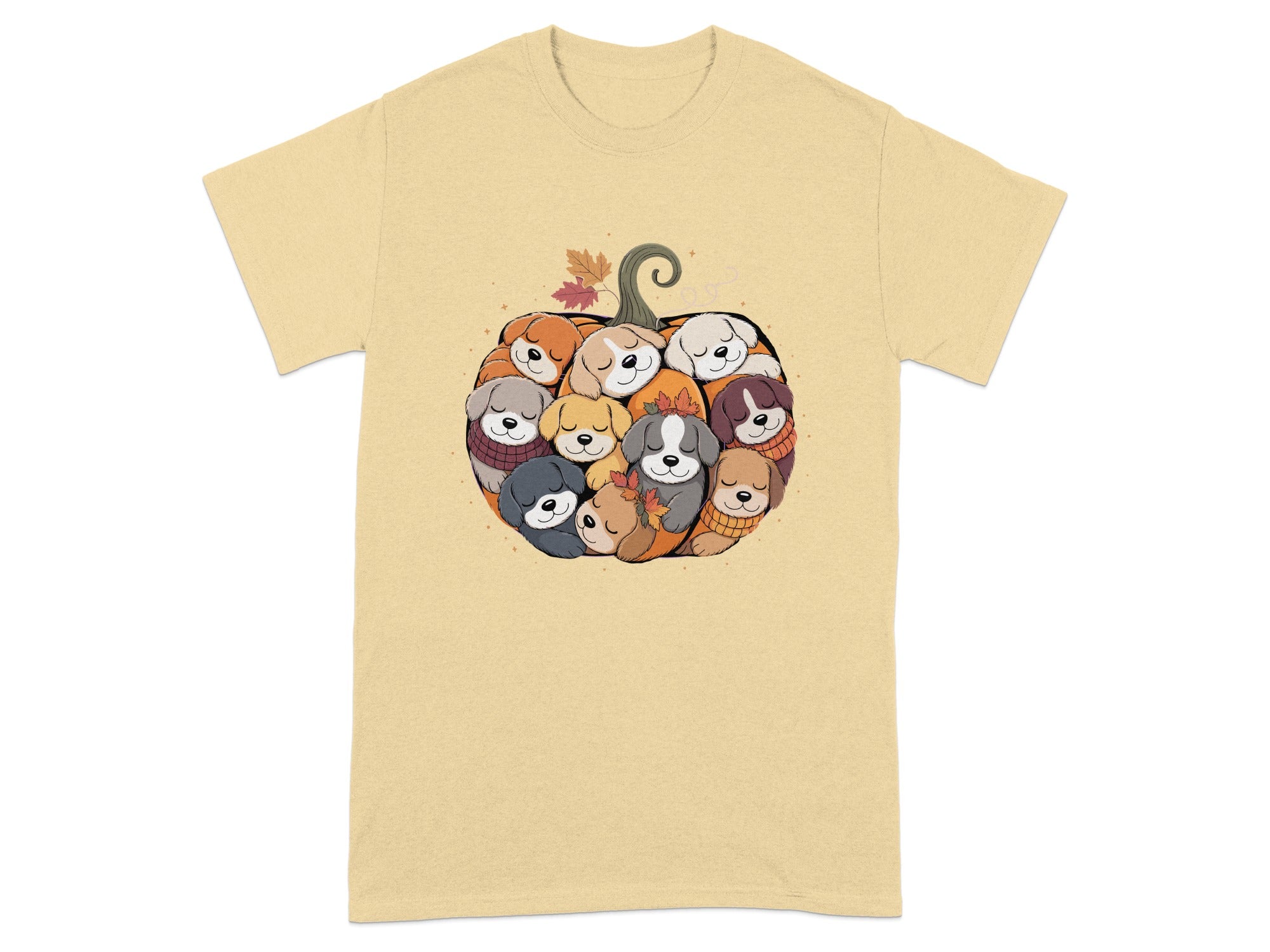 Cute Fall Pumpkin Dog Faces Graphic Shirt