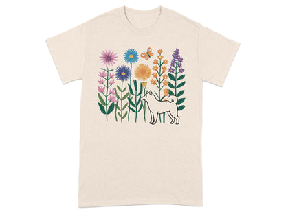 Colorful Flowers and Dog Illustration T-Shirt product