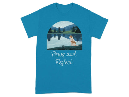 Dog Lake View Landscape Art Nature Lover Graphic T-Shirt T-shirt