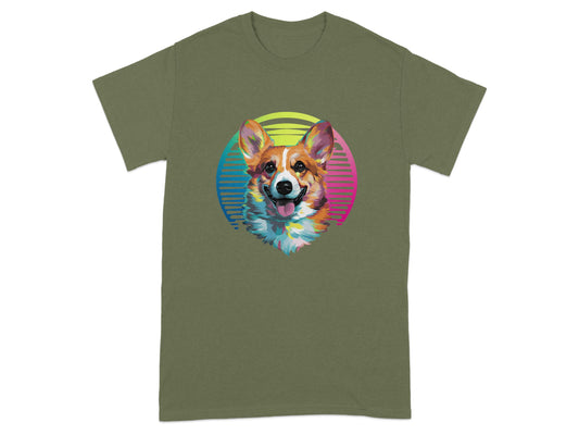 Colorful Corgi Retro Vibes Artistic Design Shirt product