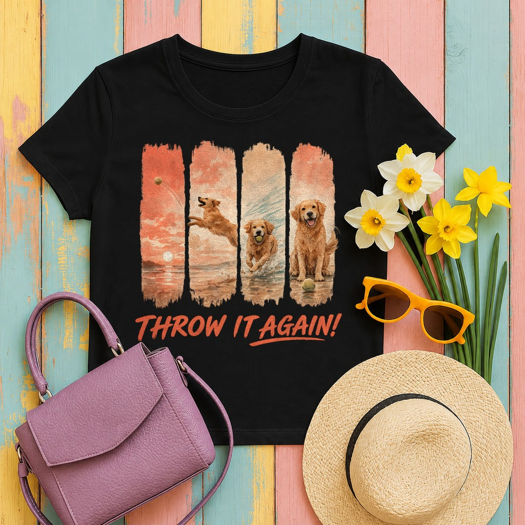 Golden Playtime Beach T-Shirt in Black