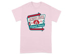 Pink t-shirt with "SNIFF NOW, REGRET NEVER" text and a dog graphic.