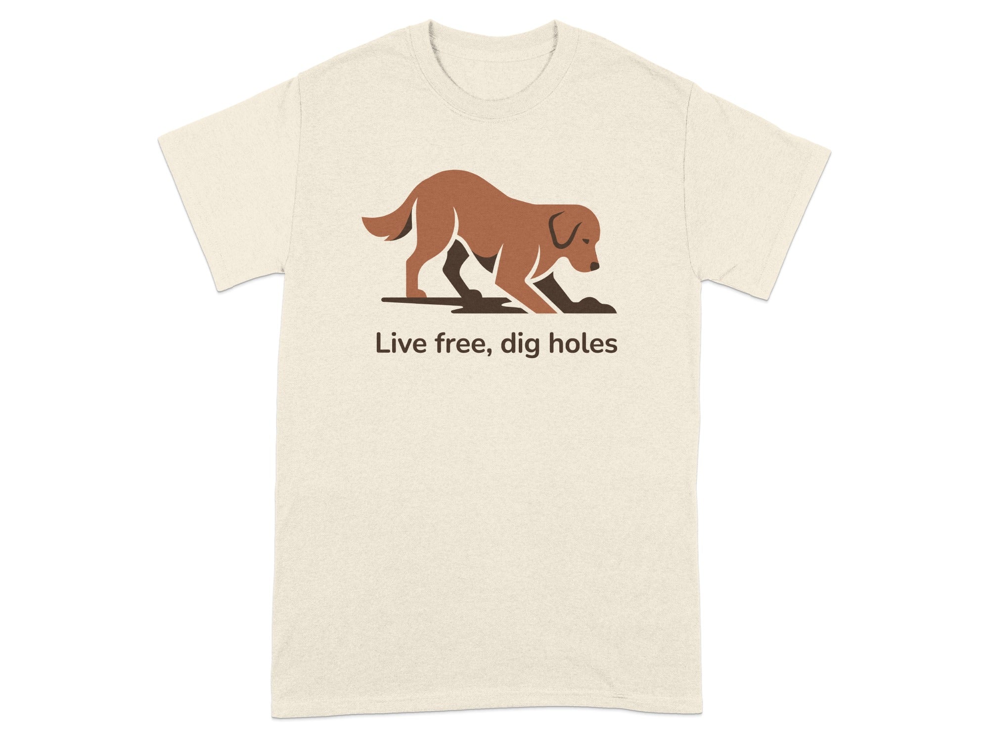 Live Free Dig Holes Dog Graphic T-Shirt