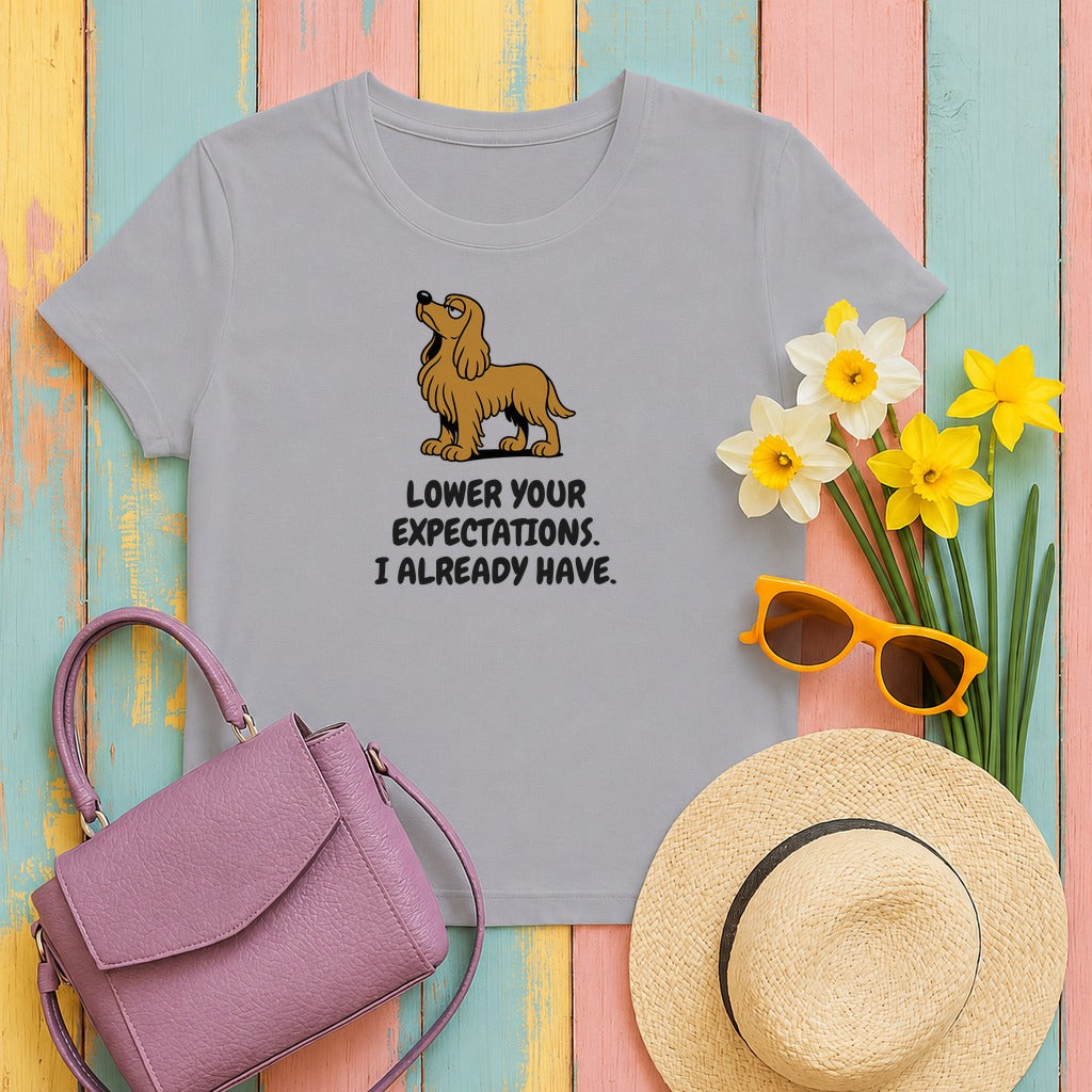 Sussex Spaniel Lower Your Expectations Tee in Athletic Heather