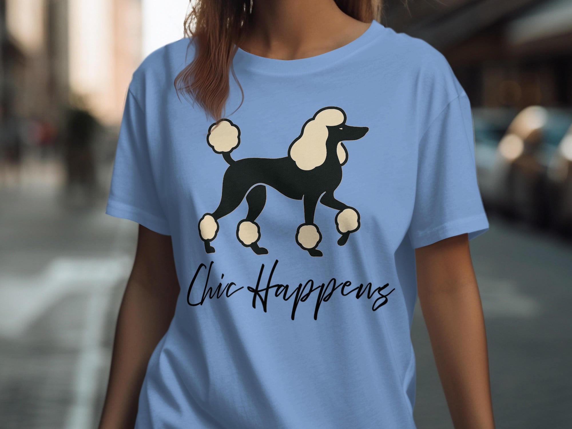 Chic Happens Poodle Graphic Design T-Shirt