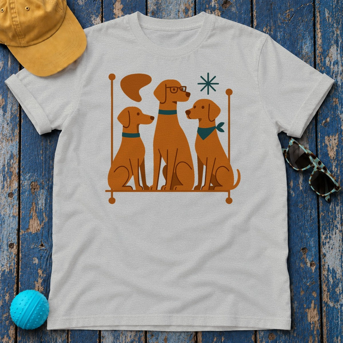 Mid-Century Vizsla T-Shirt in Sport Grey