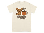 Chihuahua and coffee mug graphic with text "POWERED BY CHIHUAHUA & COFFEE".
