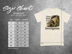 Gildan 5000 size chart for heavy cotton t-shirts with pug graphic.
