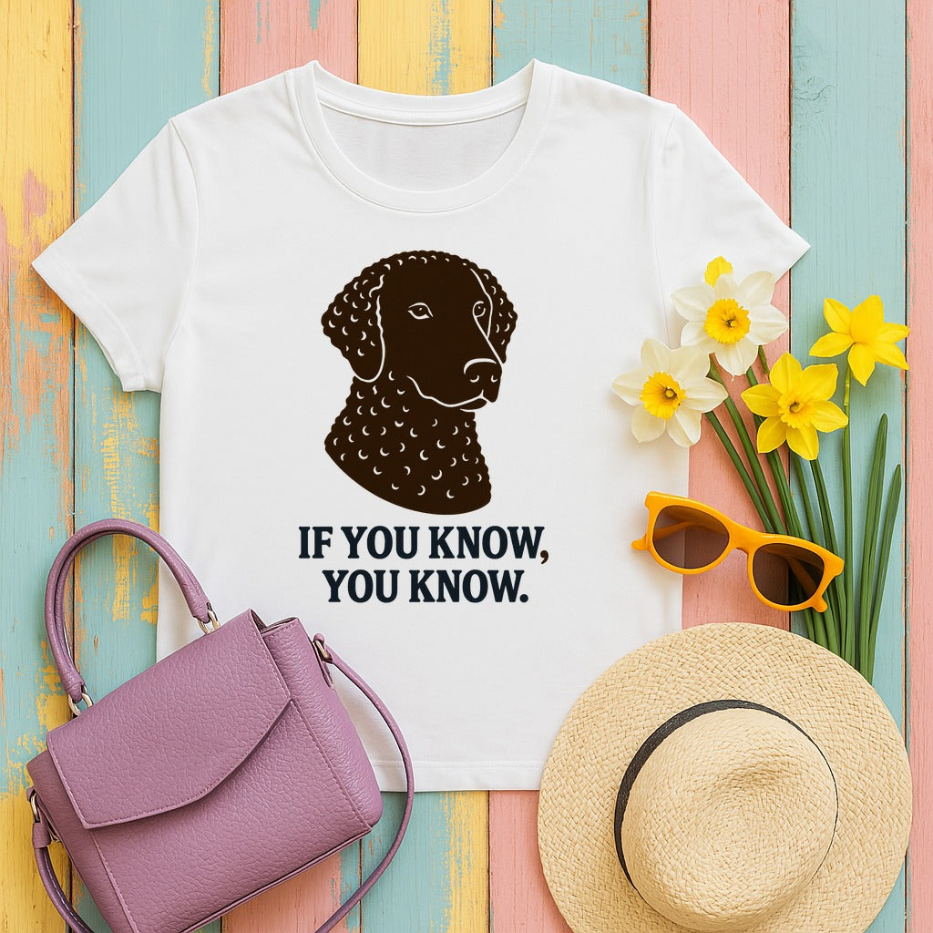Curly-Coated Retriever If You Know You Know Tee in White