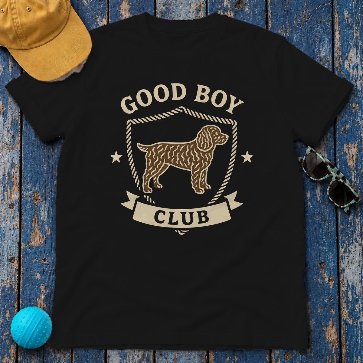 American Water Spaniel Good Boy Club Tee in Black