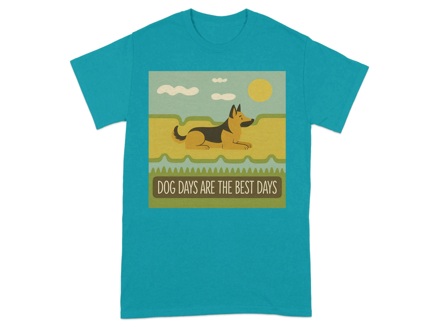 Dog Days Are The Best Days German Shepherd T-Shirt Tropical Blue T-shirt