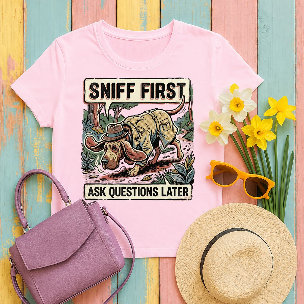 Noir Bloodhound 'Sniff First' T-Shirt in Light Pink