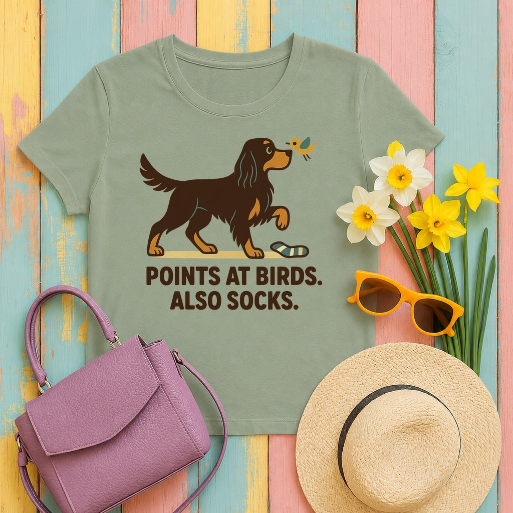 Gordon Points at Birds Also Socks Tee in Sage