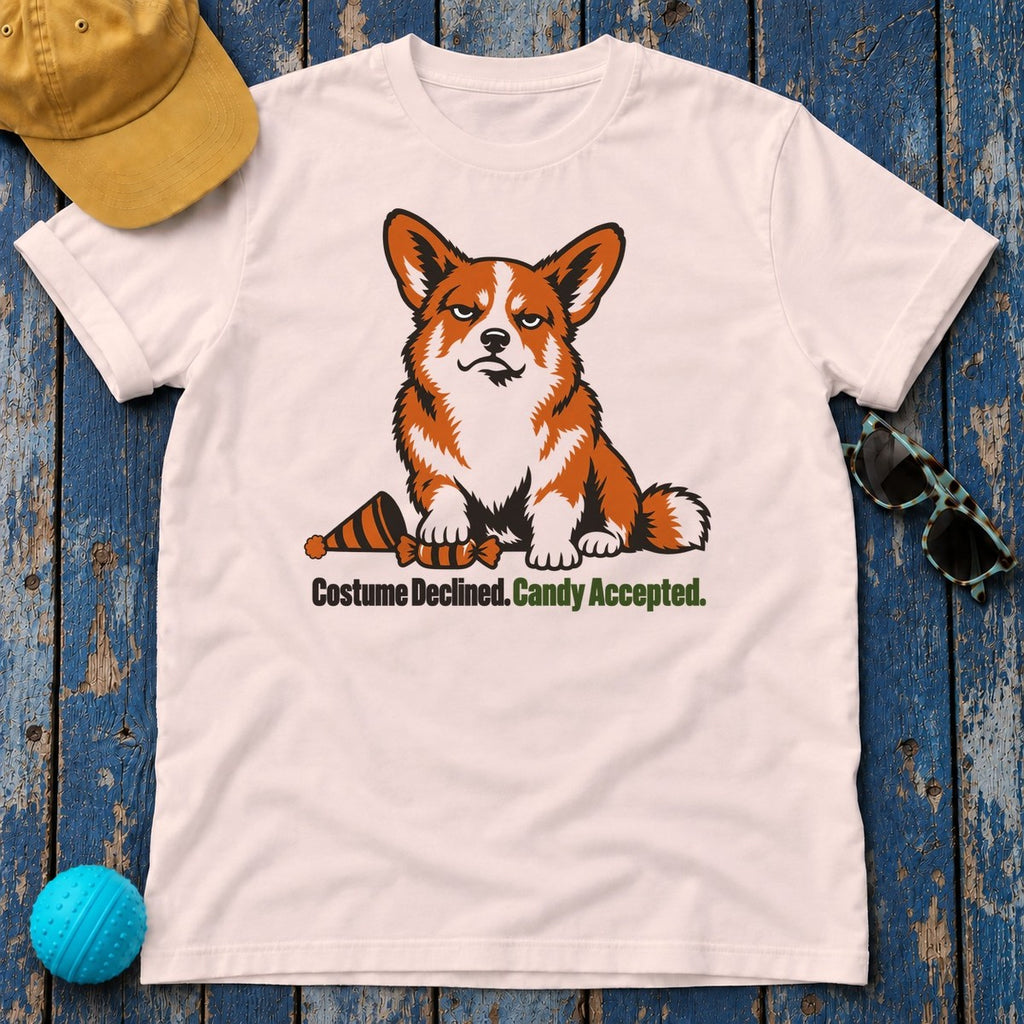 Costume Declined Candy Accepted Corgi T-Shirt — Soft Pink