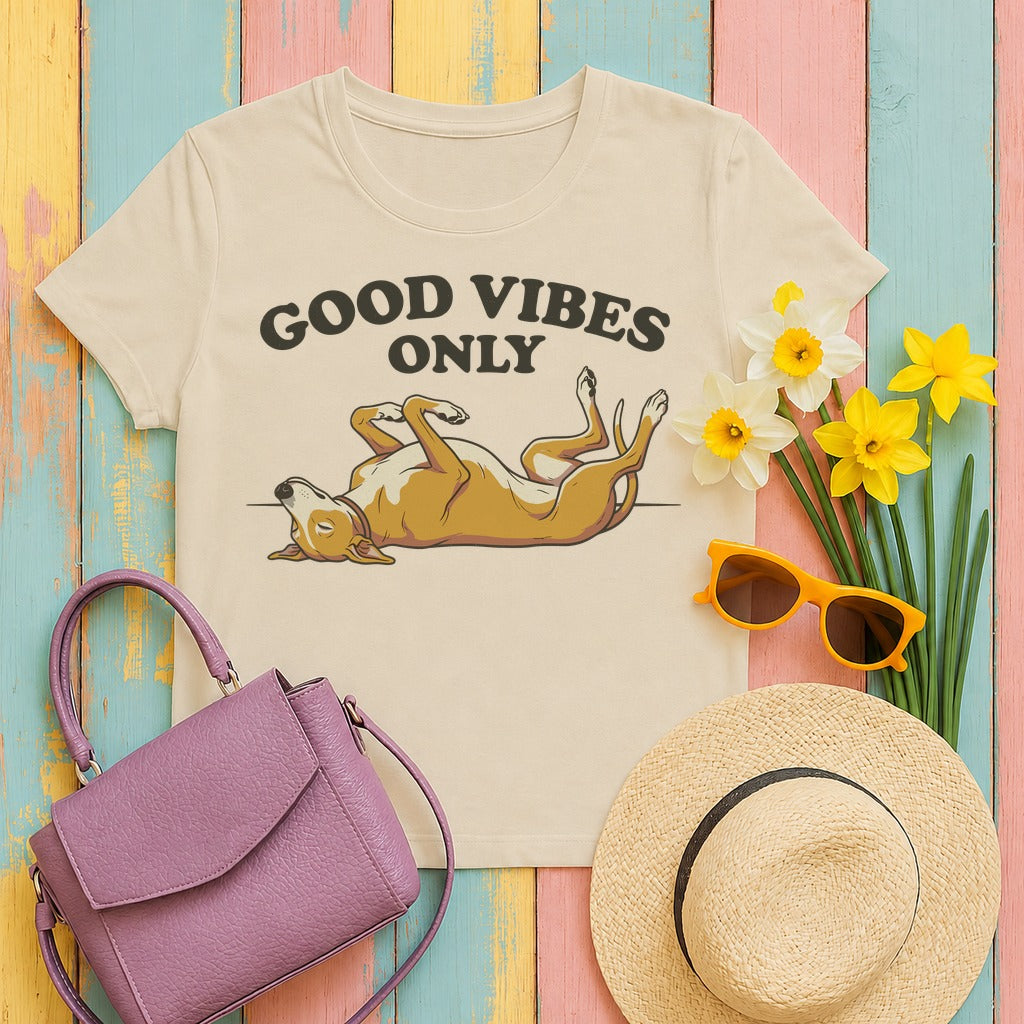 Good Vibes Only Relaxed Greyhound T-Shirt in Sand