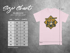 Gildan 5000 t-shirt size chart with width and length measurements for Beagle Chapter shirt.